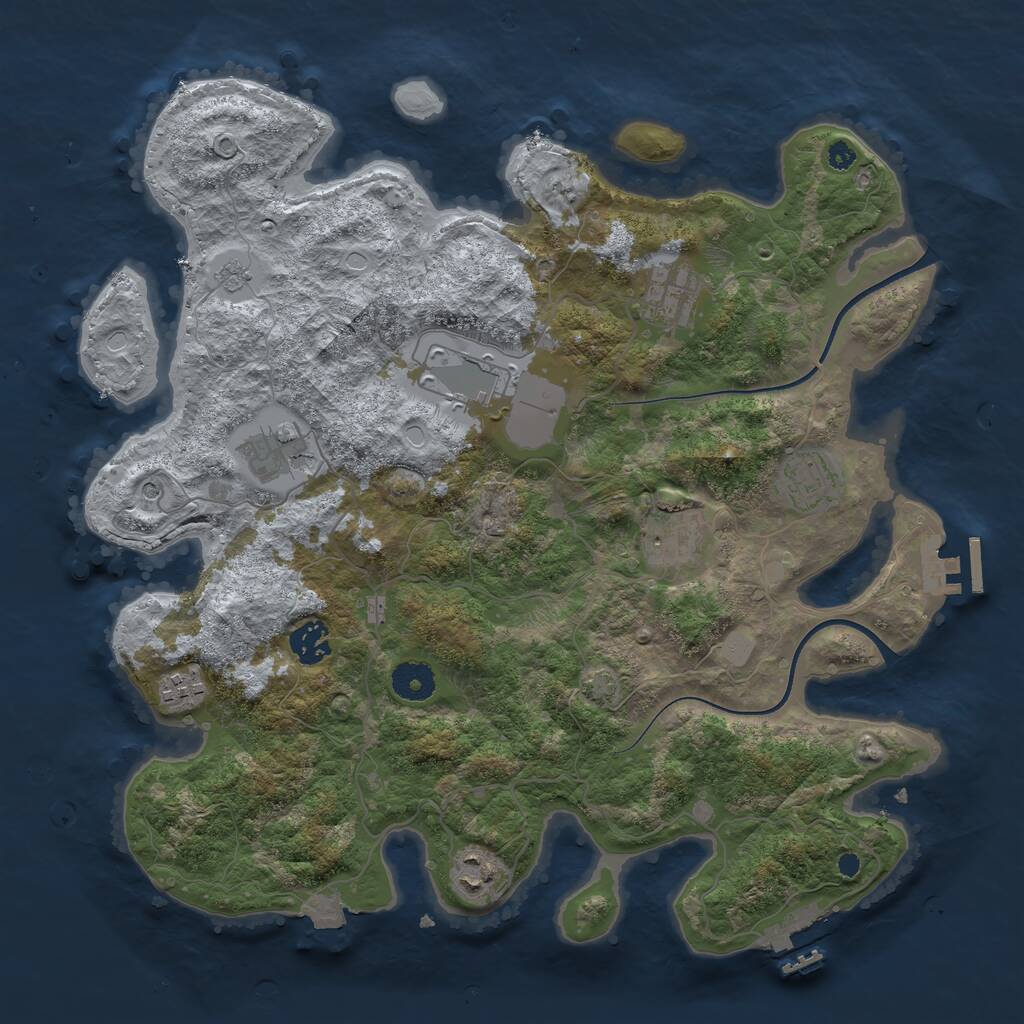 Rust Map: Procedural Map, Size: 3700, Seed: 685580516, 14 Monuments