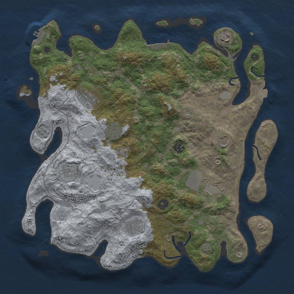 Rust Map: Procedural Map, Size: 4000, Seed: 1176555423, 17 Monuments