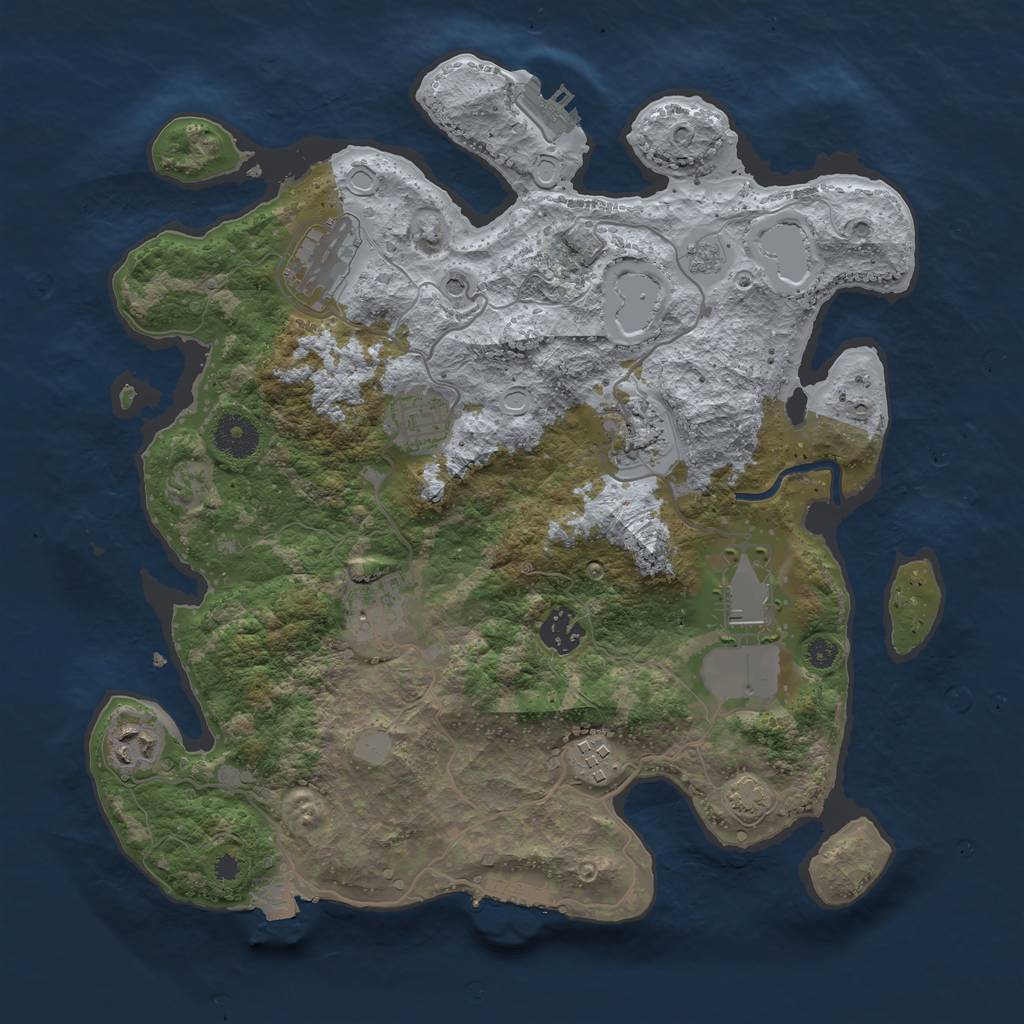 Rust Map: Procedural Map, Size: 3500, Seed: 421555476, 16 Monuments