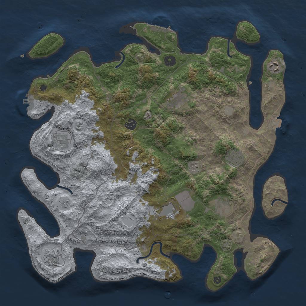 Rust Map: Procedural Map, Size: 4000, Seed: 173094858, 17 Monuments