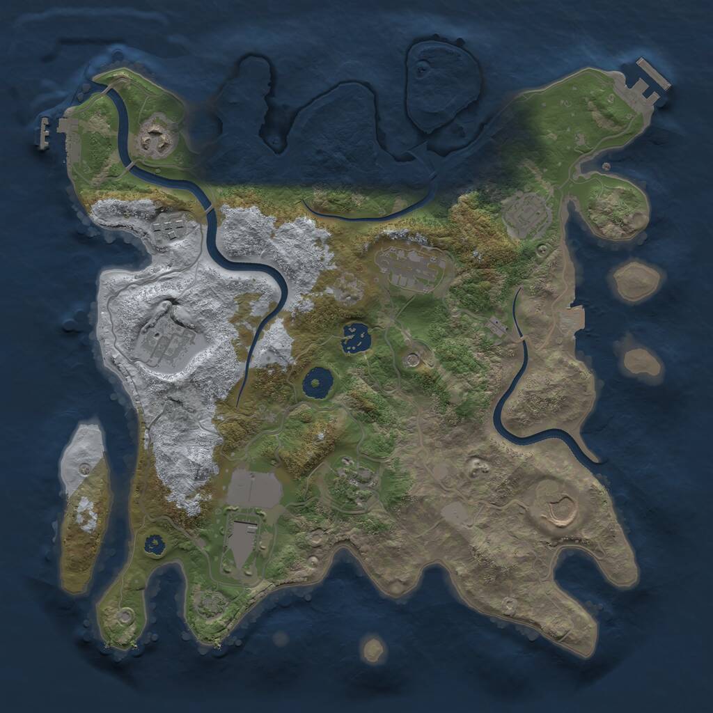 Rust Map: Procedural Map, Size: 3500, Seed: 1830054250, 14 Monuments