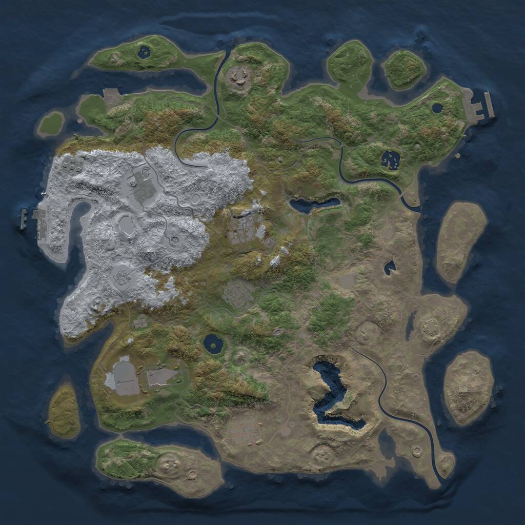 Rust Map: Procedural Map, Size: 4050, Seed: 1774686657, 14 Monuments
