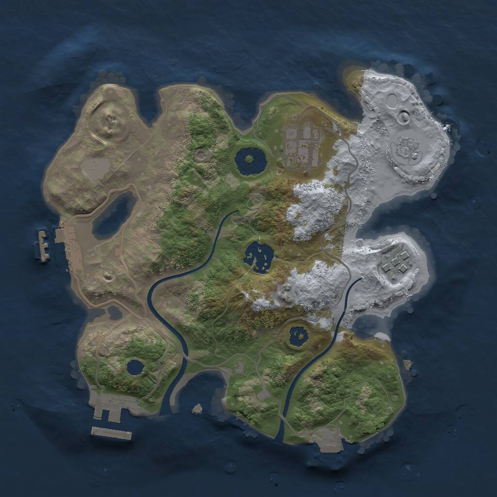 Rust Map: Procedural Map, Size: 2500, Seed: 1724742995, 7 Monuments