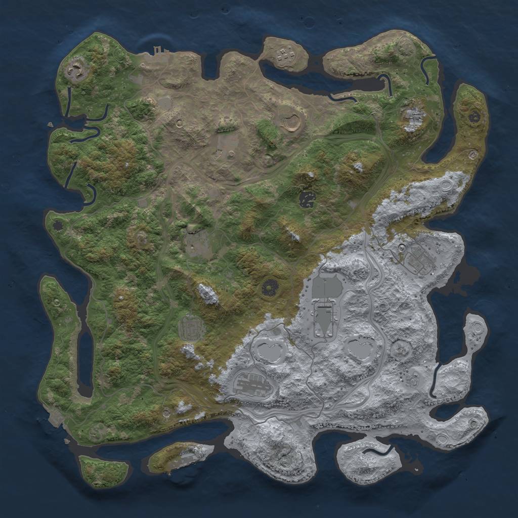Rust Map: Procedural Map, Size: 4500, Seed: 617642038, 19 Monuments