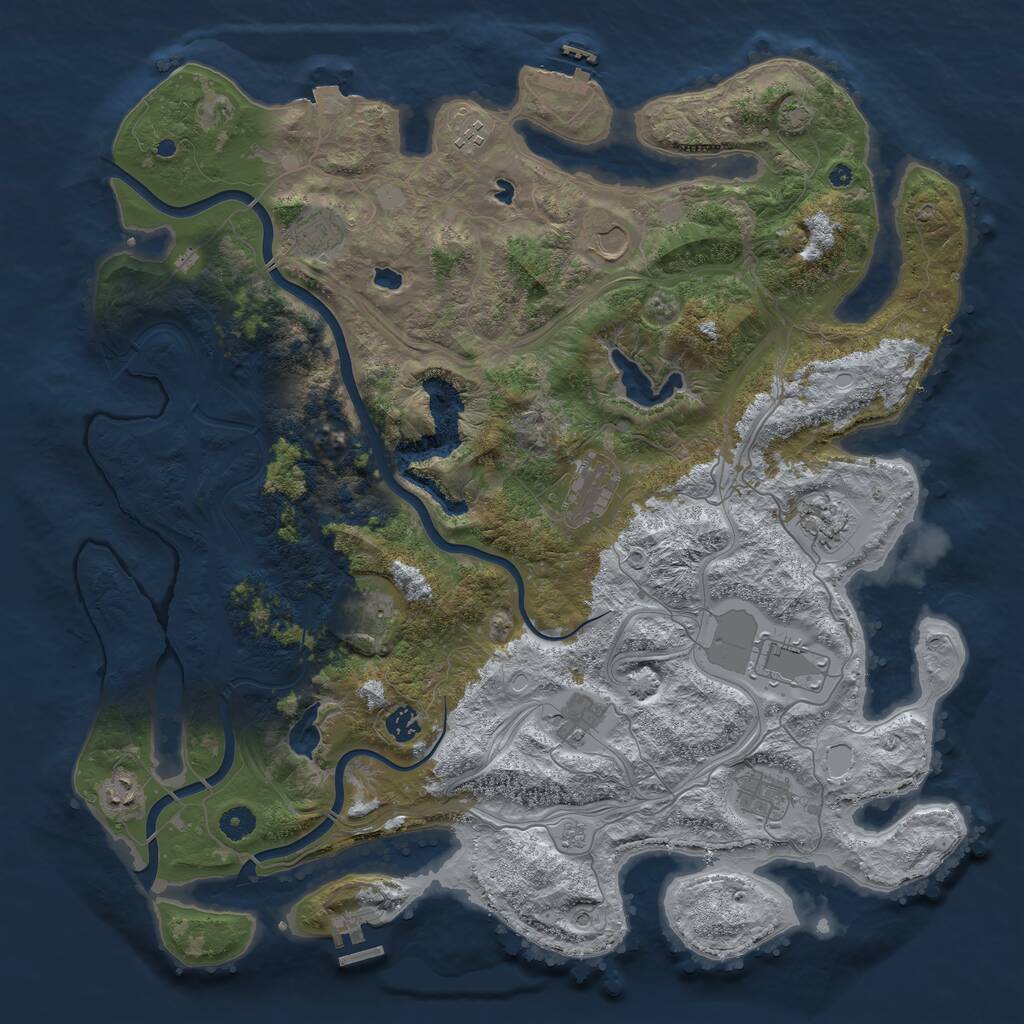 Rust Map: Procedural Map, Size: 4500, Seed: 617642038, 17 Monuments