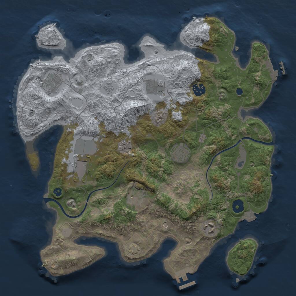 Rust Map: Procedural Map, Size: 3500, Seed: 585946, 14 Monuments