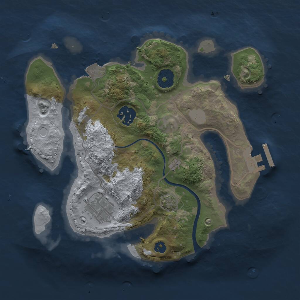 Rust Map: Procedural Map, Size: 2500, Seed: 28977, 5 Monuments