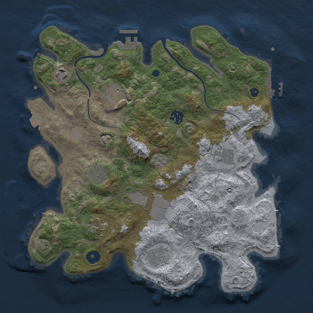 Rust Map: Procedural Map, Size: 3500, Seed: 37834724, 14 Monuments