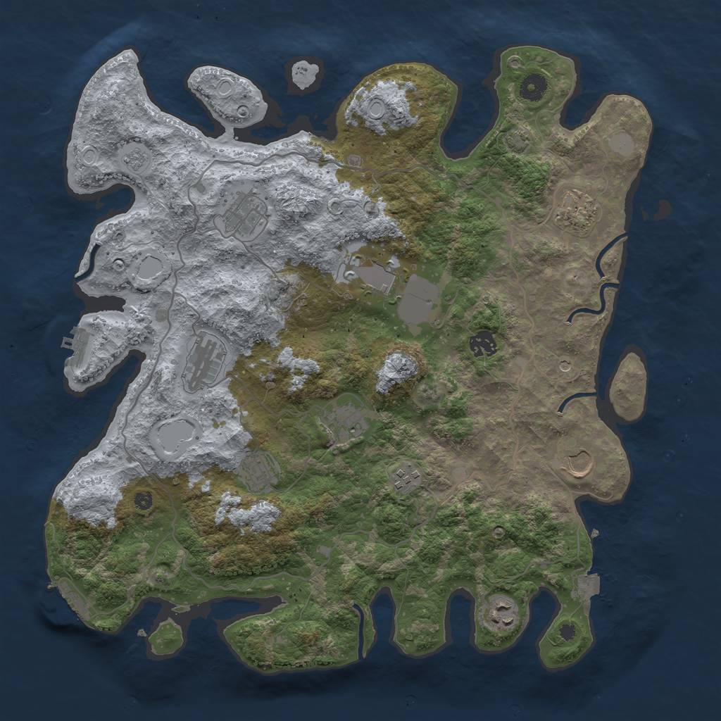 Rust Map: Procedural Map, Size: 4000, Seed: 1131788110, 18 Monuments