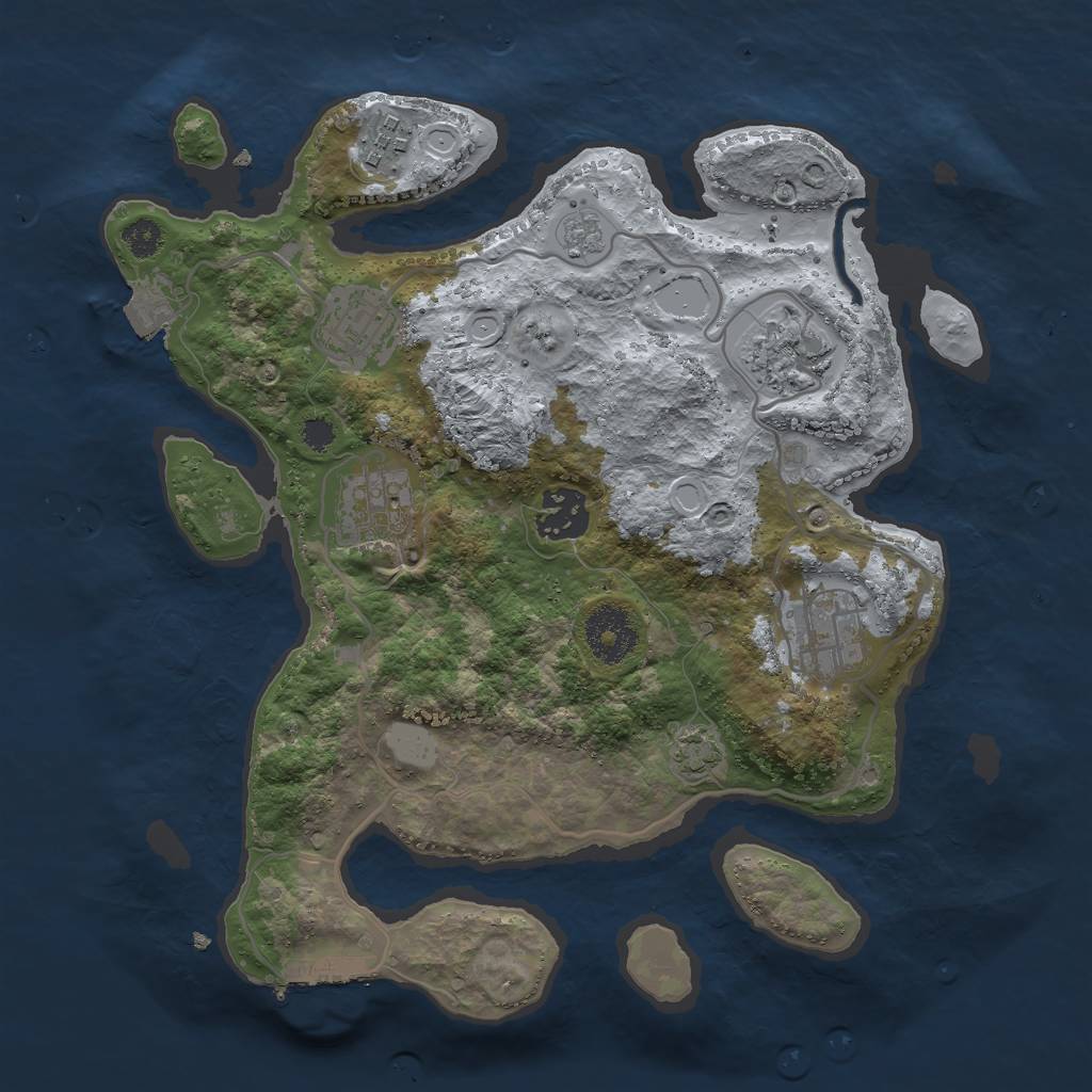 Rust Map: Procedural Map, Size: 3000, Seed: 114381505, 12 Monuments