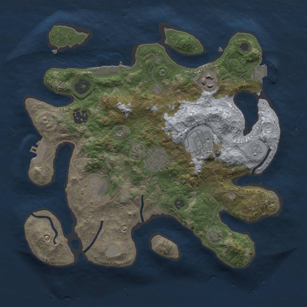 Rust Map: Procedural Map, Size: 3000, Seed: 123424, 13 Monuments