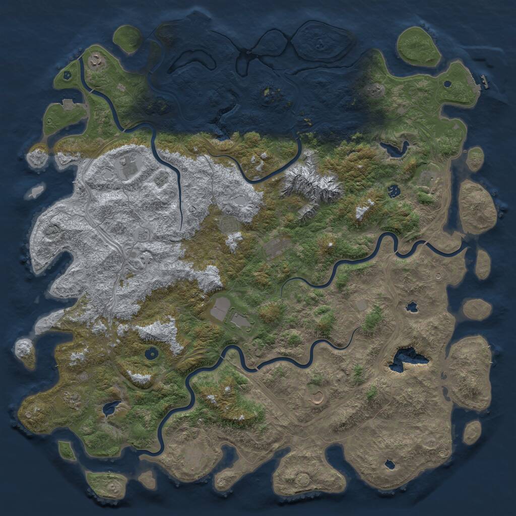 Rust Map: Procedural Map, Size: 6000, Seed: 9998, 17 Monuments
