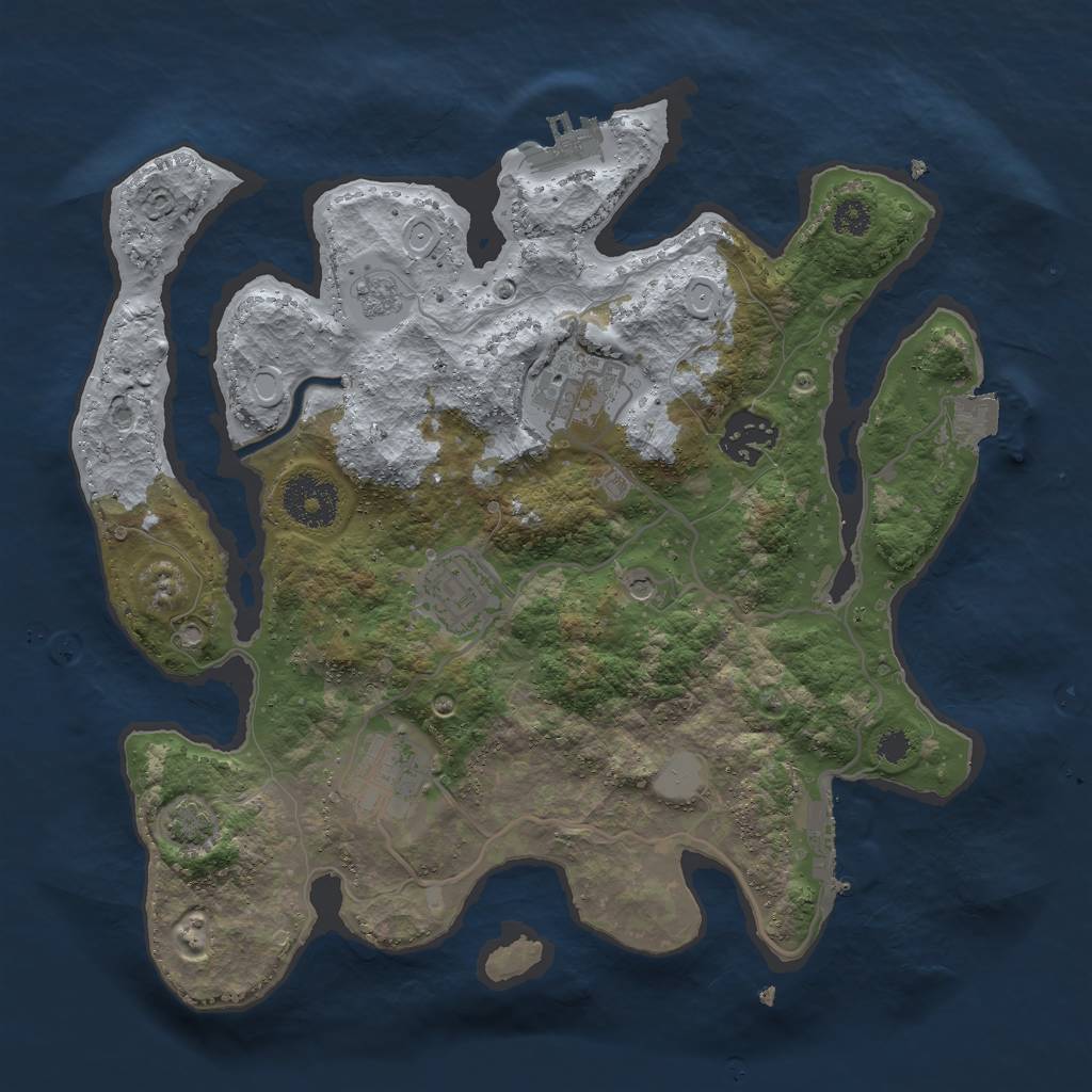 Rust Map: Procedural Map, Size: 3000, Seed: 1884061562, 12 Monuments