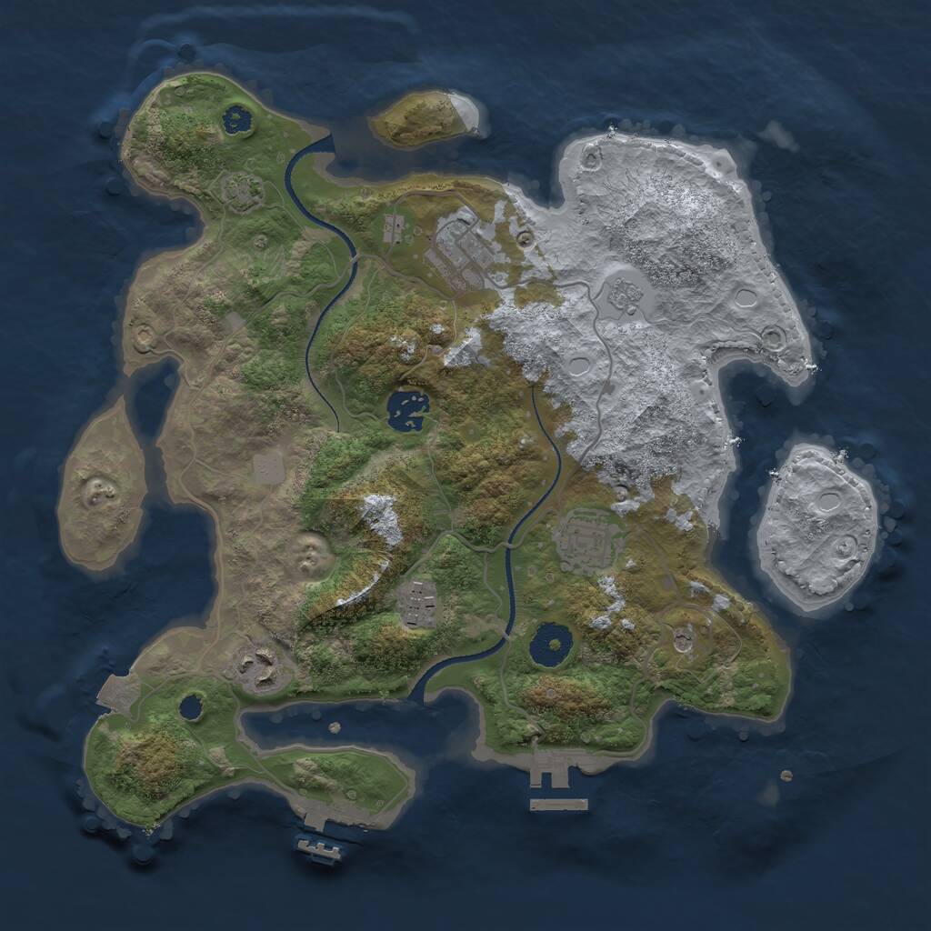 Rust Map: Procedural Map, Size: 3250, Seed: 26547, 11 Monuments
