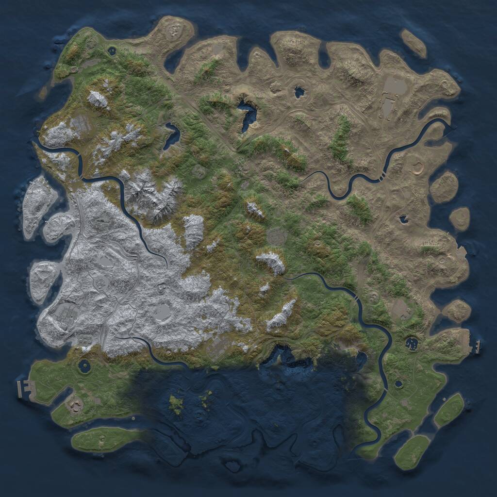 Rust Map: Procedural Map, Size: 6000, Seed: 85545625, 17 Monuments