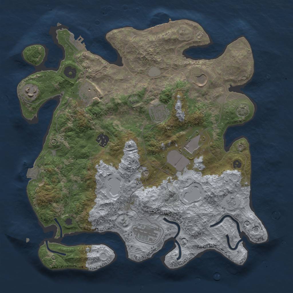 Rust Map: Procedural Map, Size: 3500, Seed: 2041357835, 15 Monuments