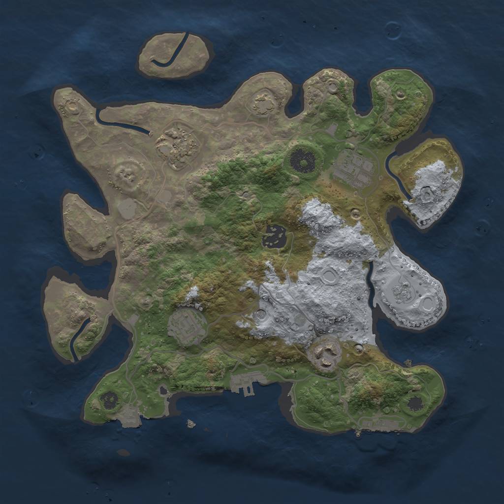 Rust Map: Procedural Map, Size: 3000, Seed: 982809184, 13 Monuments