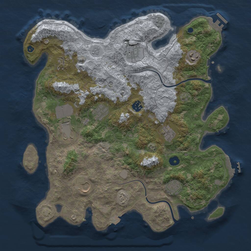 Rust Map: Procedural Map, Size: 3750, Seed: 398829991, 16 Monuments