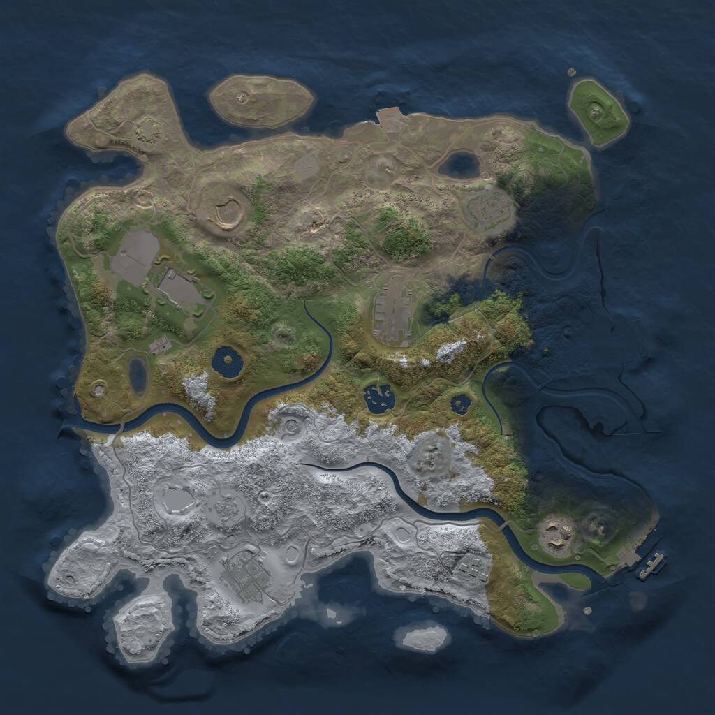 Rust Map: Procedural Map, Size: 3500, Seed: 15623, 14 Monuments