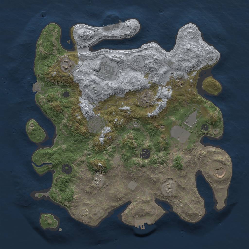 Rust Map: Procedural Map, Size: 3500, Seed: 63733432, 16 Monuments