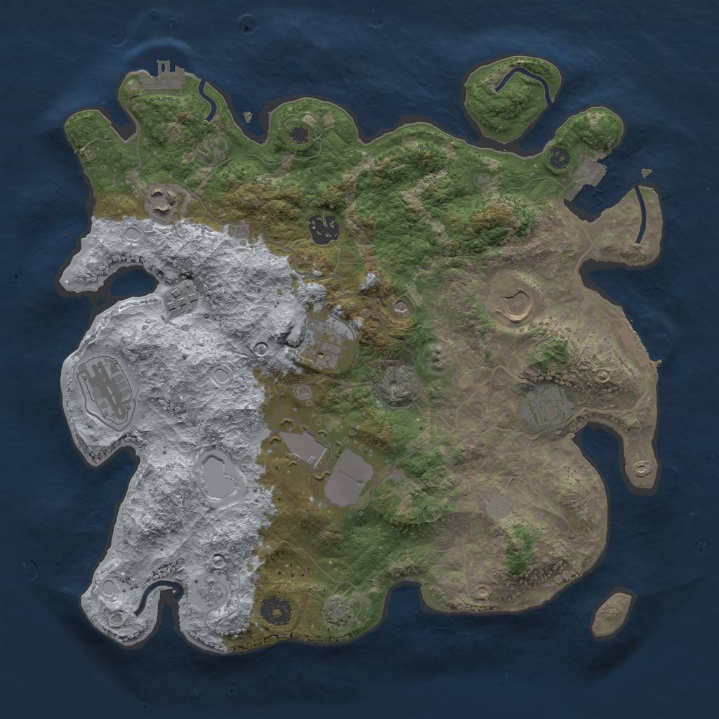 Rust Map: Procedural Map, Size: 3500, Seed: 538843879, 16 Monuments