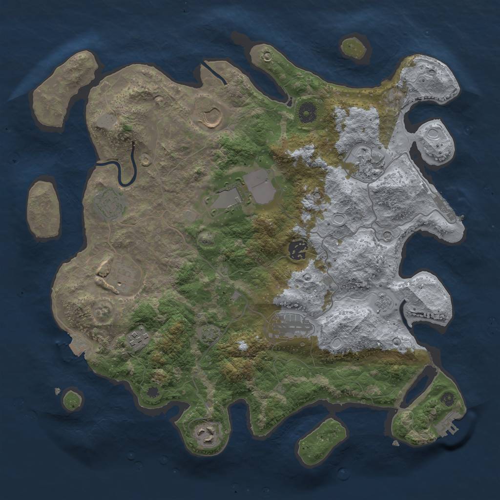 Rust Map: Procedural Map, Size: 3750, Seed: 8324822, 17 Monuments