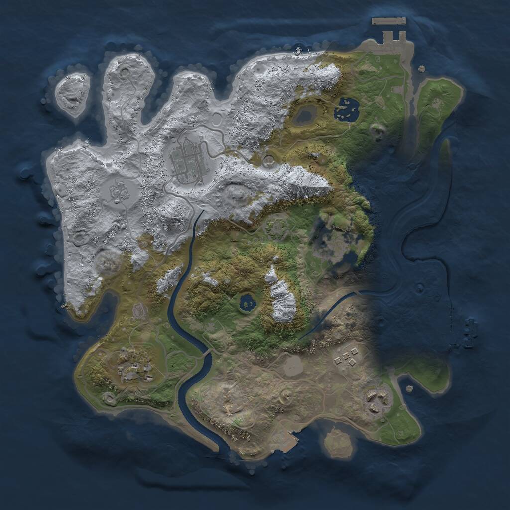 Rust Map: Procedural Map, Size: 3000, Seed: 55890415, 12 Monuments