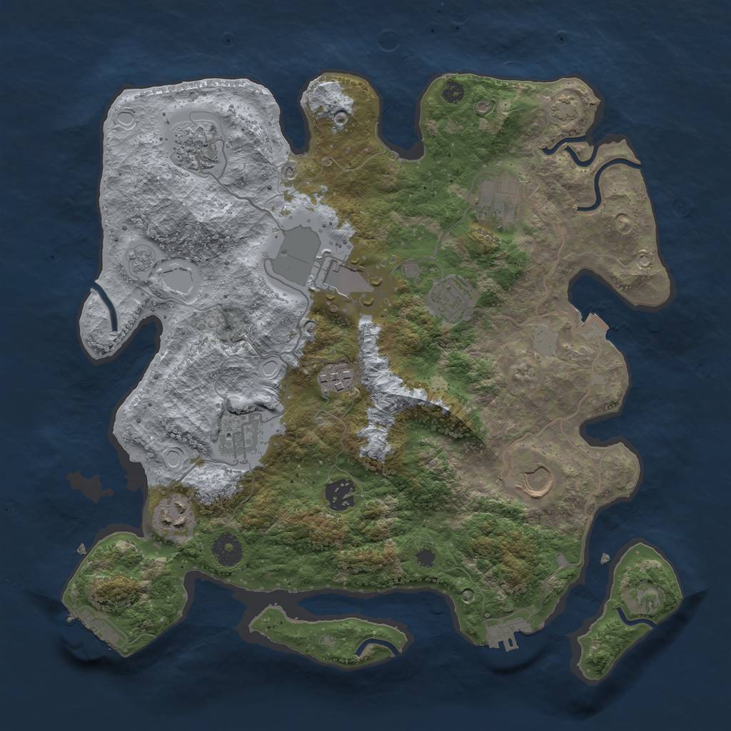 Rust Map: Procedural Map, Size: 3500, Seed: 1395628212, 16 Monuments