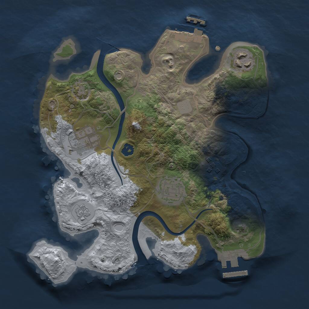 Rust Map: Procedural Map, Size: 2500, Seed: 51619897, 9 Monuments