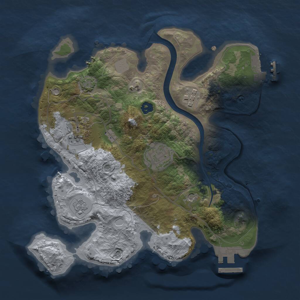 Rust Map: Procedural Map, Size: 2500, Seed: 51619897, 9 Monuments