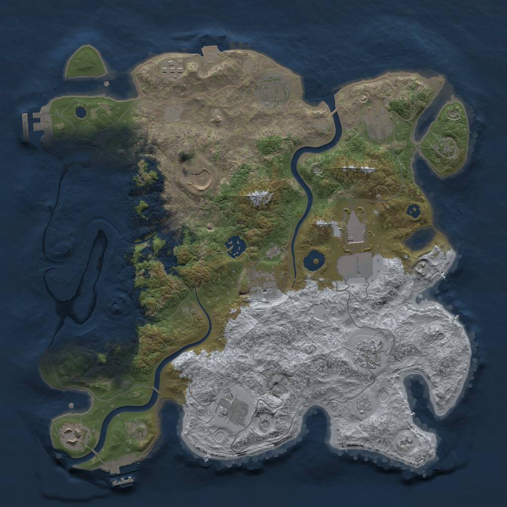 Rust Map: Procedural Map, Size: 3700, Seed: 93911915, 16 Monuments