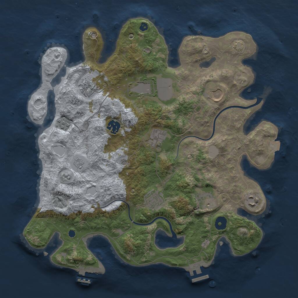 Rust Map: Procedural Map, Size: 3500, Seed: 456317874, 15 Monuments