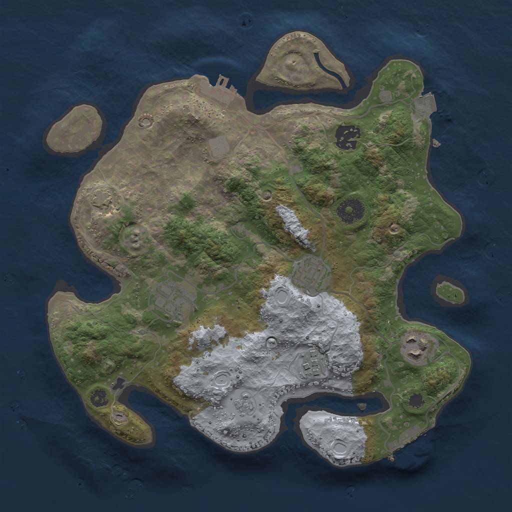 Rust Map: Procedural Map, Size: 3000, Seed: 19896, 12 Monuments