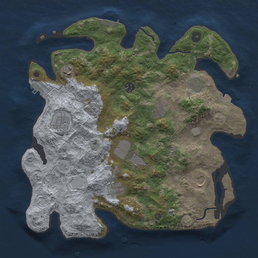 Rust Map: Procedural Map, Size: 3700, Seed: 88957367, 17 Monuments