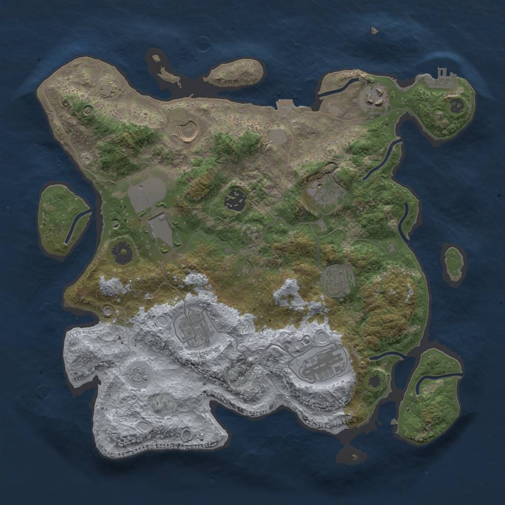 Rust Map: Procedural Map, Size: 3500, Seed: 77495607, 14 Monuments