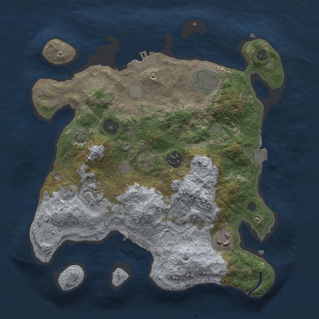 Rust Map: Procedural Map, Size: 3000, Seed: 6275980, 12 Monuments