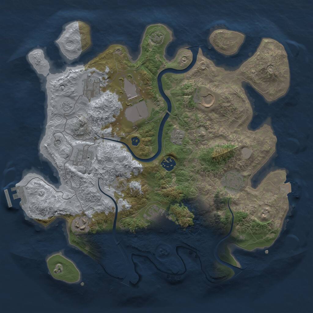 Rust Map: Procedural Map, Size: 3500, Seed: 449985168, 14 Monuments
