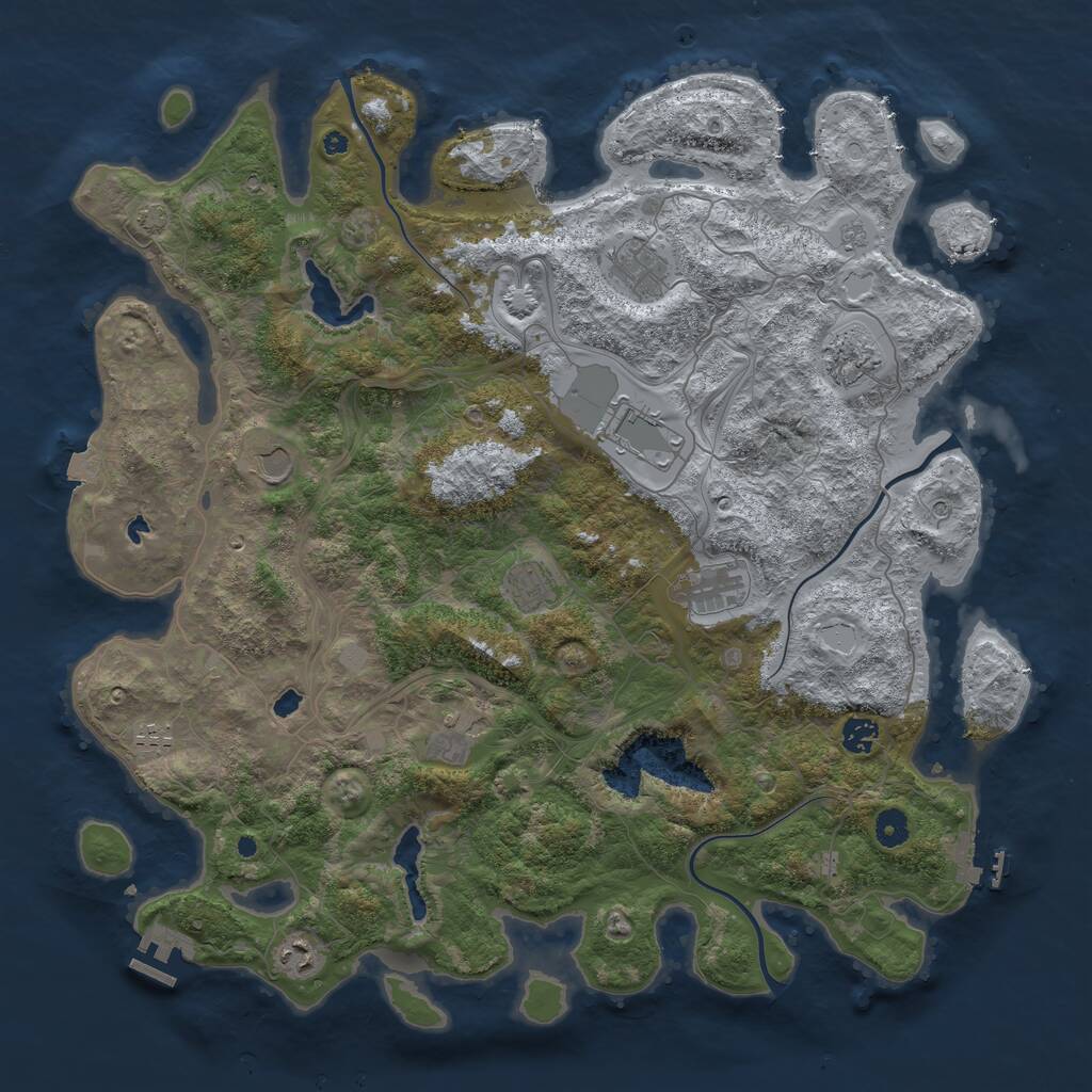 Rust Map: Procedural Map, Size: 4500, Seed: 1931944301, 16 Monuments