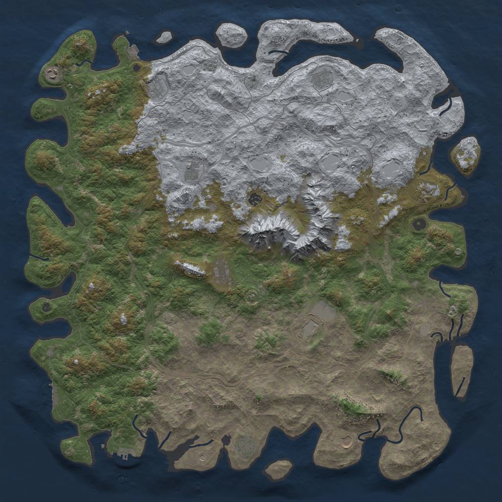 Rust Map: Procedural Map, Size: 6000, Seed: 1068753365, 19 Monuments