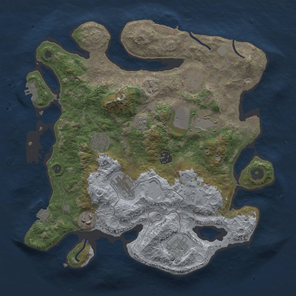 Rust Map: Procedural Map, Size: 3500, Seed: 442140236, 16 Monuments