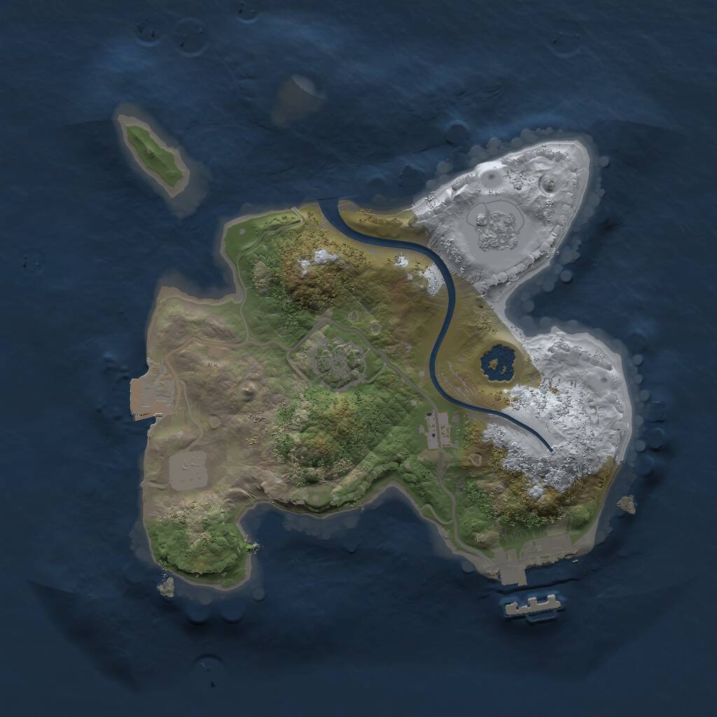 Rust Map: Procedural Map, Size: 2000, Seed: 7458, 4 Monuments