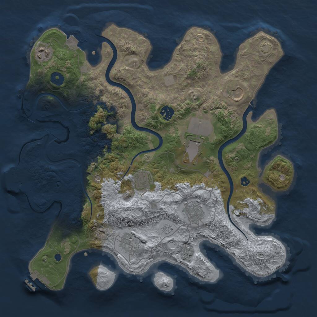 Rust Map: Procedural Map, Size: 3500, Seed: 2089069217, 14 Monuments
