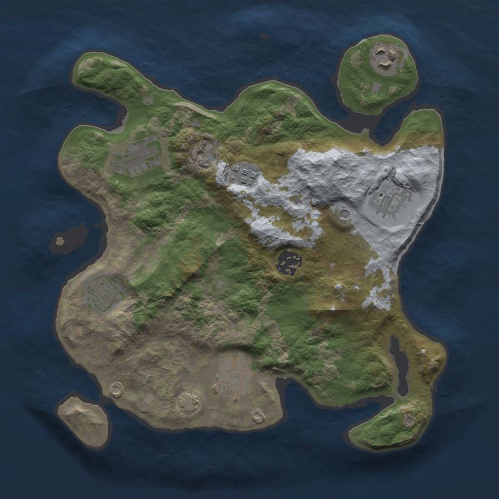 Rust Map: Barren, Size: 3000, Seed: 12312312, 11 Monuments
