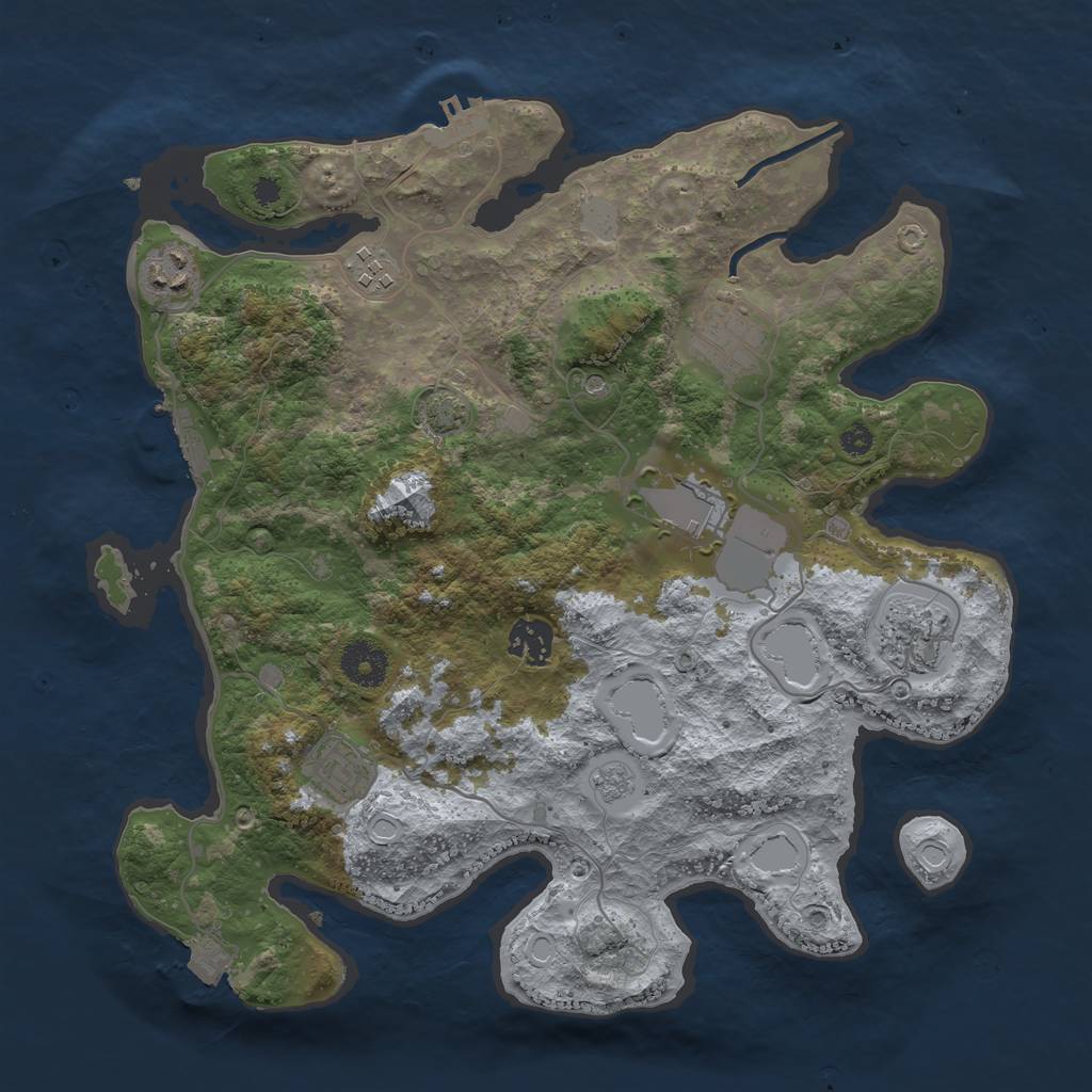 Rust Map: Procedural Map, Size: 3500, Seed: 831220, 15 Monuments