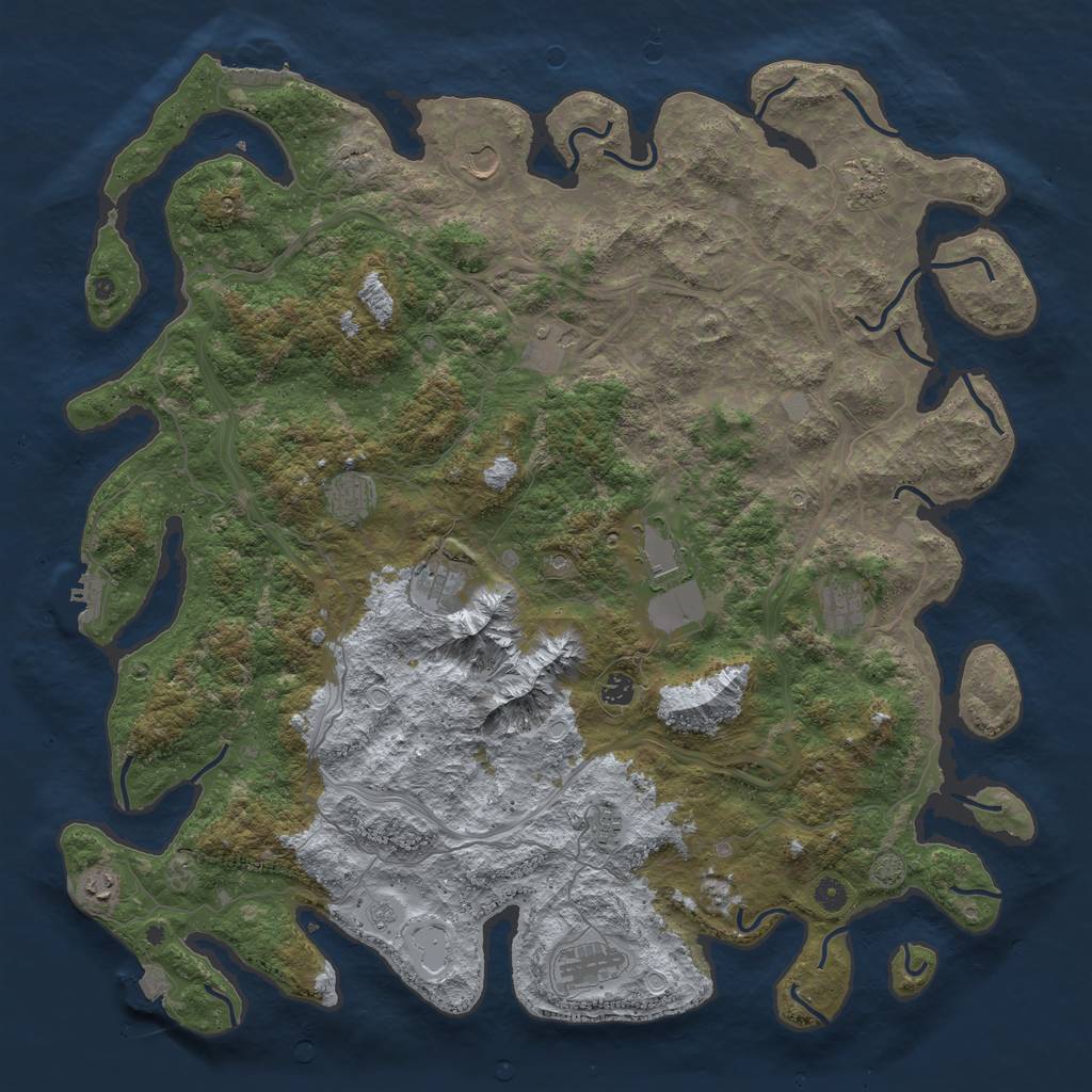 Rust Map: Procedural Map, Size: 5000, Seed: 1009370324, 19 Monuments