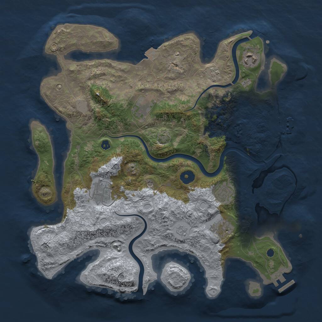 Rust Map: Procedural Map, Size: 3500, Seed: 214125134, 12 Monuments