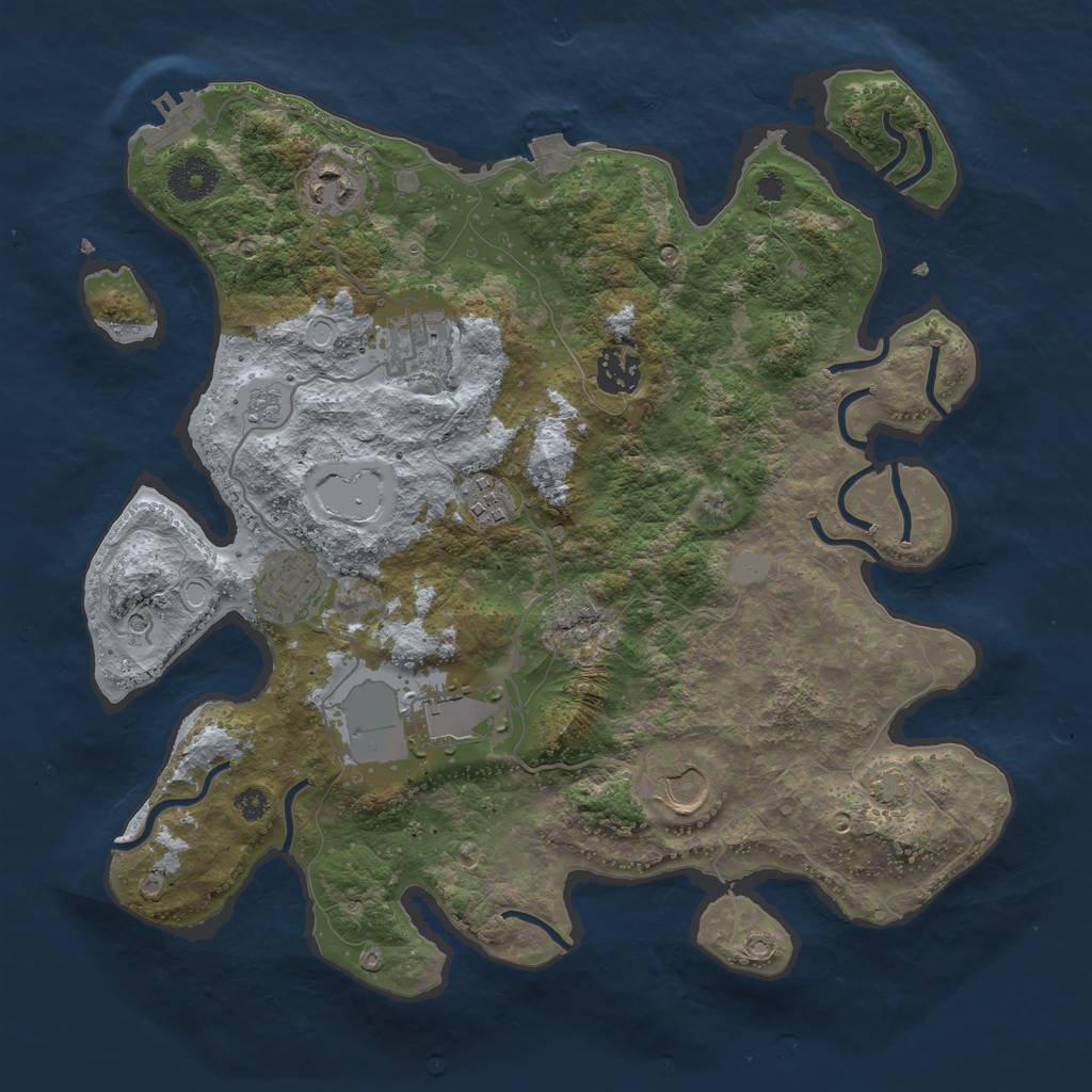 Rust Map: Procedural Map, Size: 3500, Seed: 2123606742, 14 Monuments
