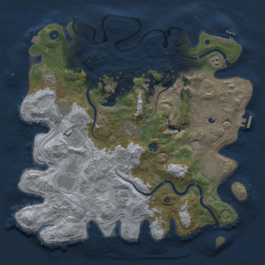 Rust Map: Procedural Map, Size: 4250, Seed: 1366613, 16 Monuments