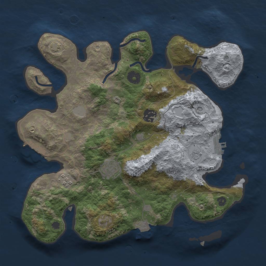 Rust Map: Procedural Map, Size: 3000, Seed: 62779, 11 Monuments