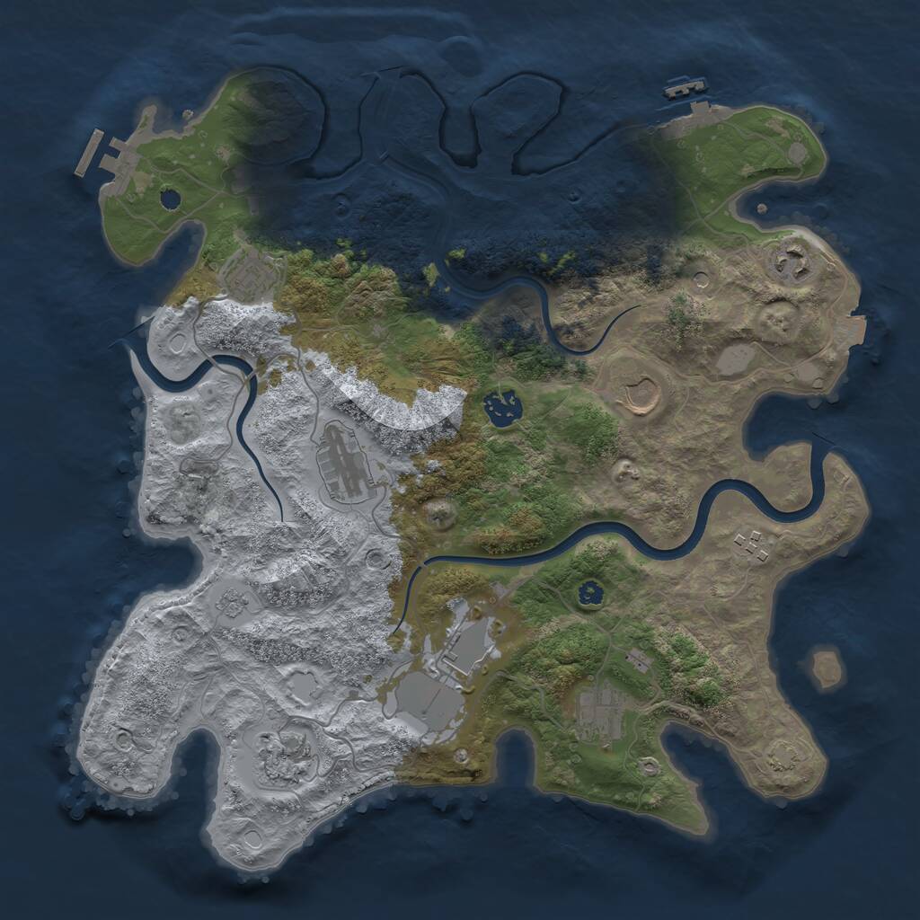 Rust Map: Procedural Map, Size: 3700, Seed: 1576516944, 15 Monuments